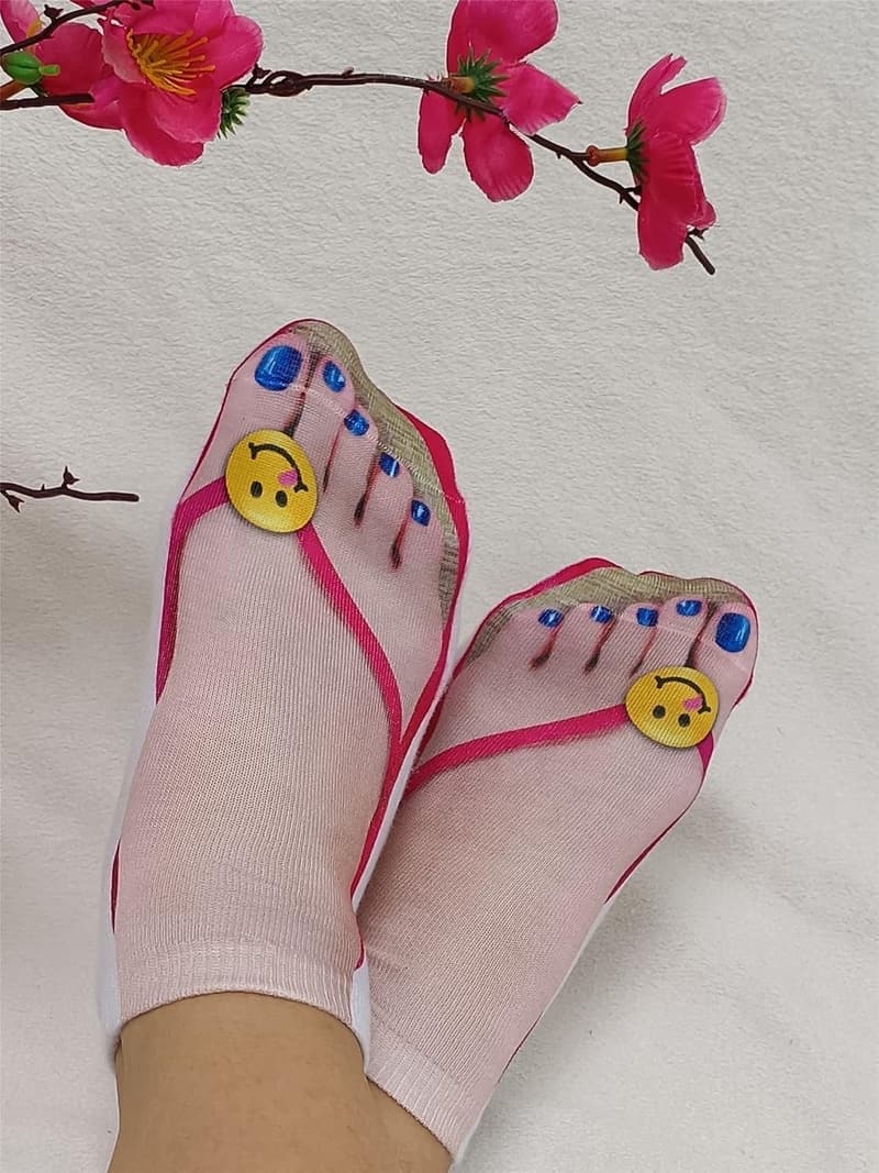 Gag Gift 3D Print Flip Flop Ankle Socks