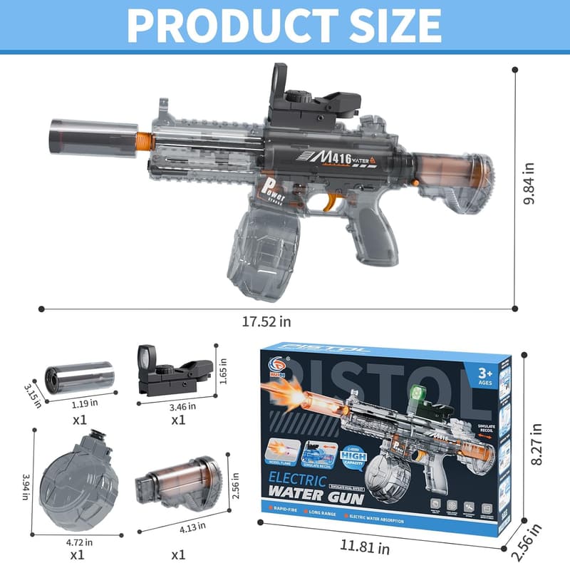 Summer LED Water Gun, 40 FT Range for Kids