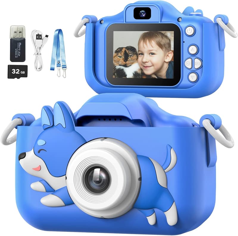 Children's Digital Camera with Silicone Cover - Dog Blue