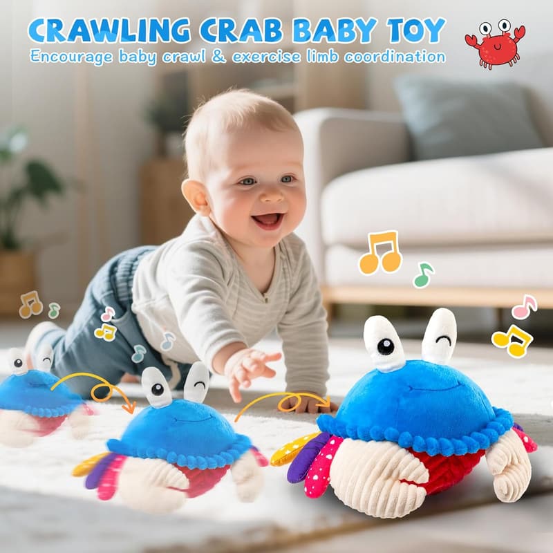 Musical Crawling Crab Plush Toy for Toddlers Birthday