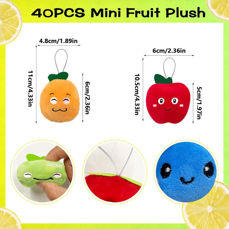 Easter Mini Fruit Plush Toys - 20 Styles, 40 PCS
