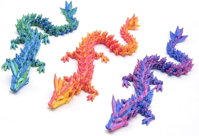 3D Printed Articulated Dragon Desk Toy Set - 12