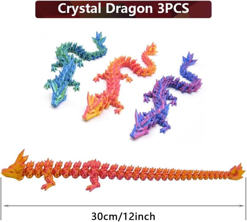 3D Printed Articulated Dragon Desk Toy Set - 12