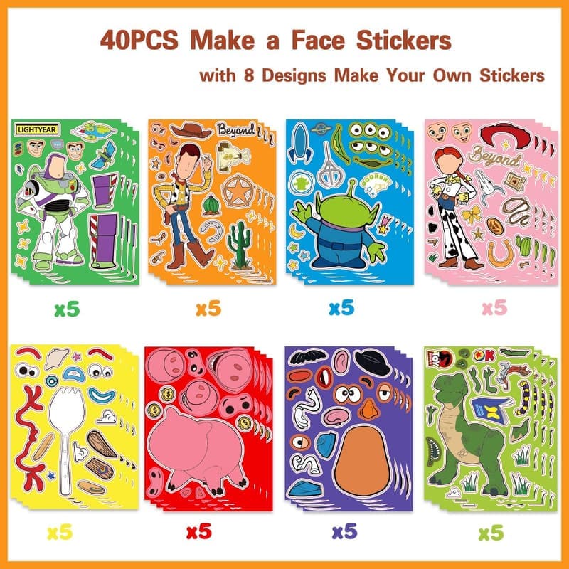 Birthday Party DIY Cartoon Face Stickers Kit