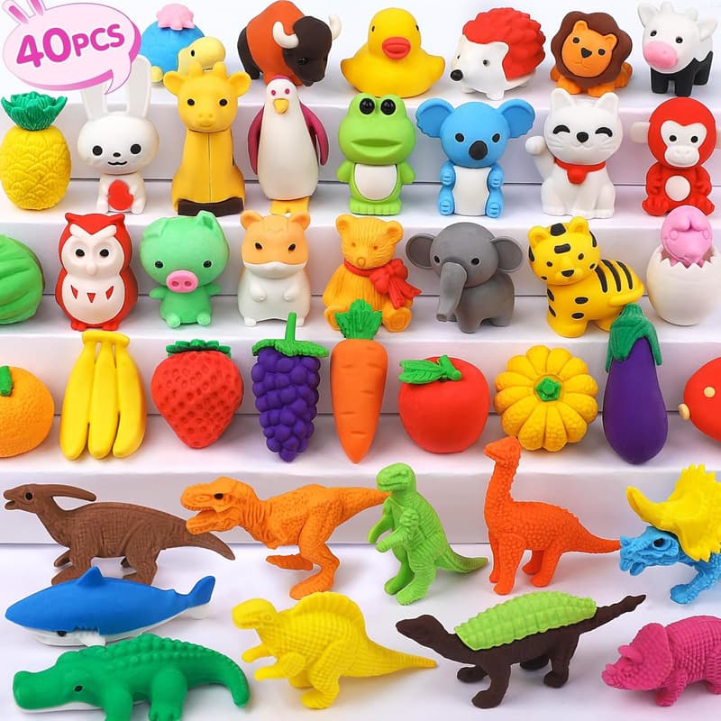 3D Animal Erasers Set for Kids Party Favors