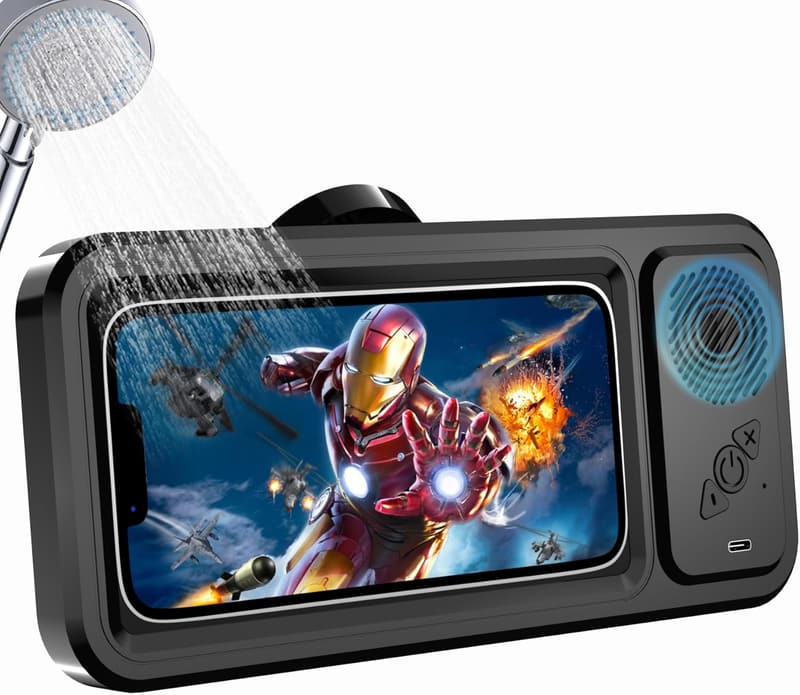 Shower Speaker Phone Holder, Waterproof Black for 4