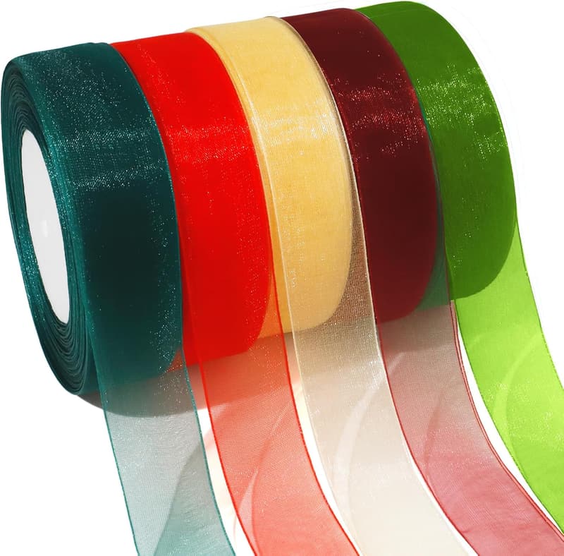 Christmas Ribbon Set - Red & Gold, 250 Yards