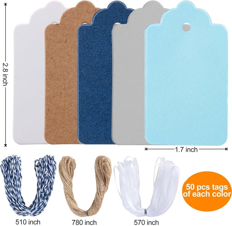 Christmas Gift Tags, 250-Piece Kraft Paper Set