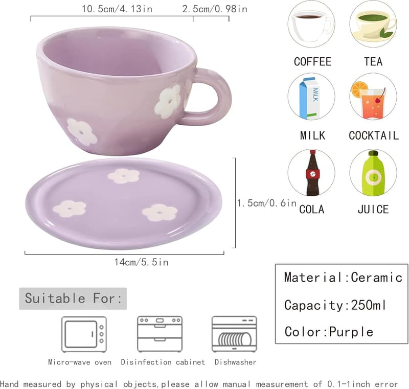 Birthday Ceramic Mug Set, Purple Floral, 250ml
