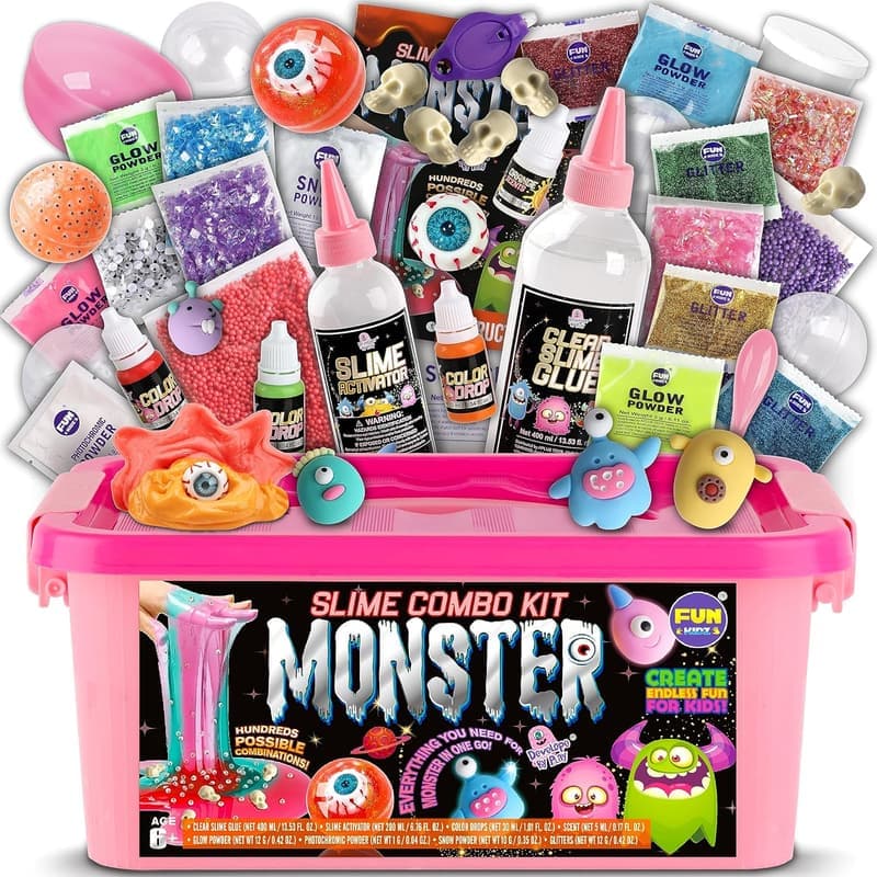 Glow-in-the-Dark Slime Kit for Kids, with Photochromic Powder