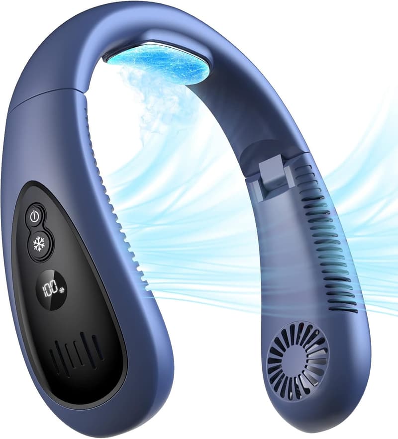 Portable Neck Fan with Cooling & LED Display