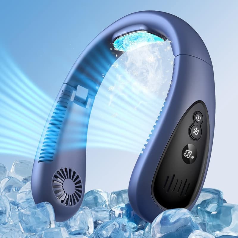 Portable Neck Fan with Cooling & LED Display