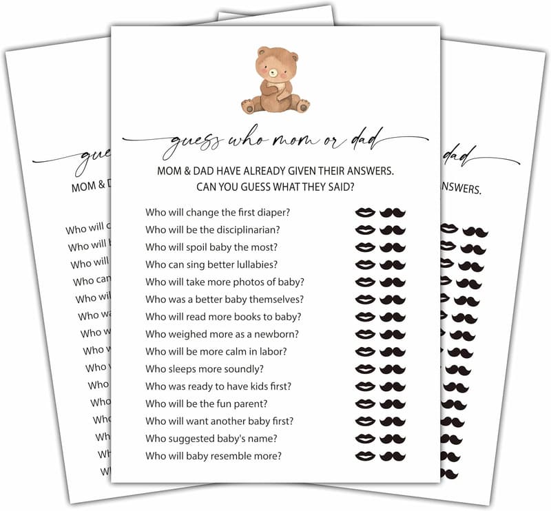 Baby Shower Minimalist Game Set, Boho Bear Theme
