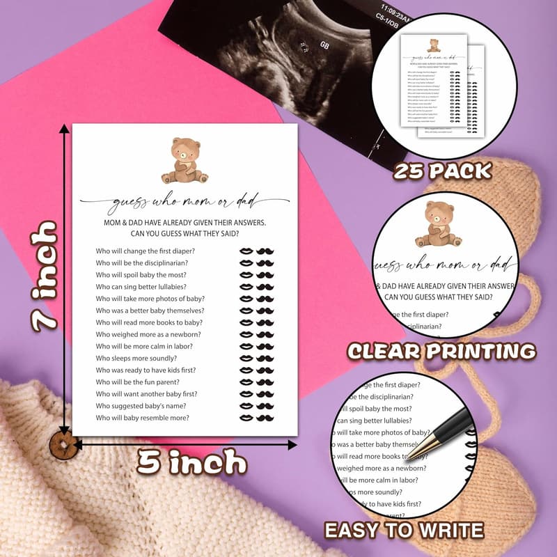 Baby Shower Minimalist Game Set, Boho Bear Theme