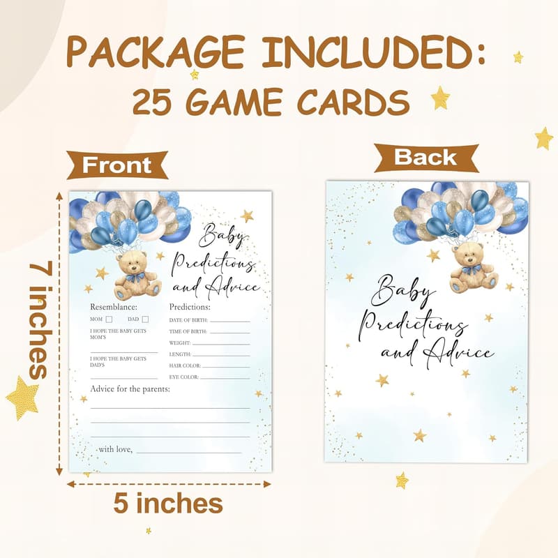 Baby Shower Game Cards - 25 Pack
