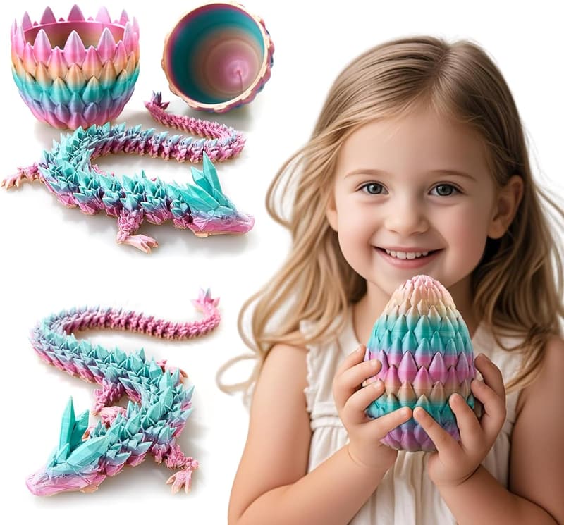 3D Printed Articulated Dragon with Egg Toy