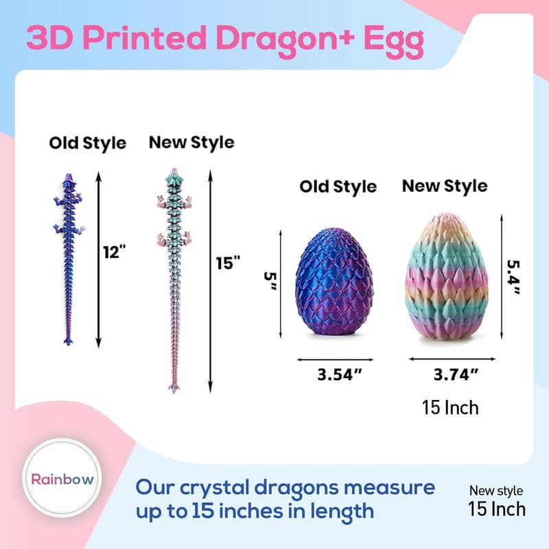 3D Printed Articulated Dragon with Egg Toy