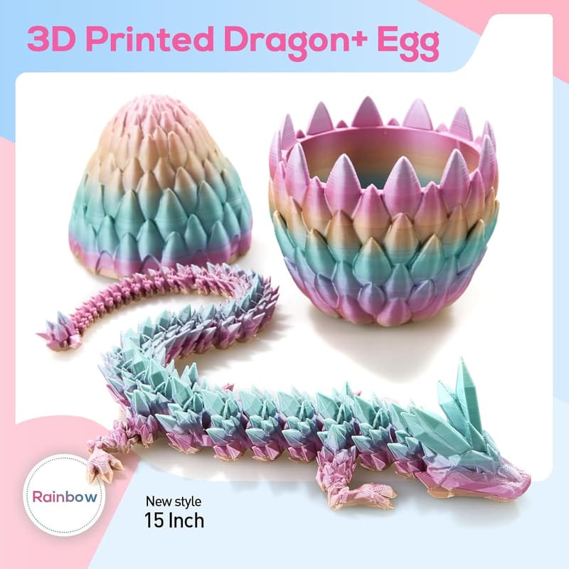 3D Printed Articulated Dragon with Egg Toy