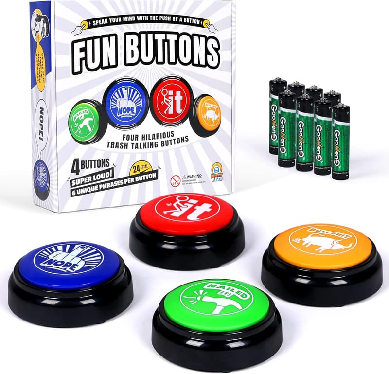 Novelty Sound Button Set with Funny Sayings - 4 盒