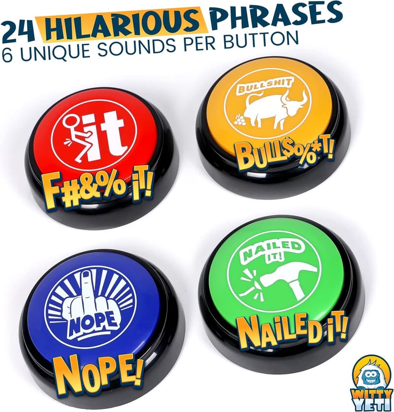 Novelty Sound Button Set with Funny Sayings - 4 盒