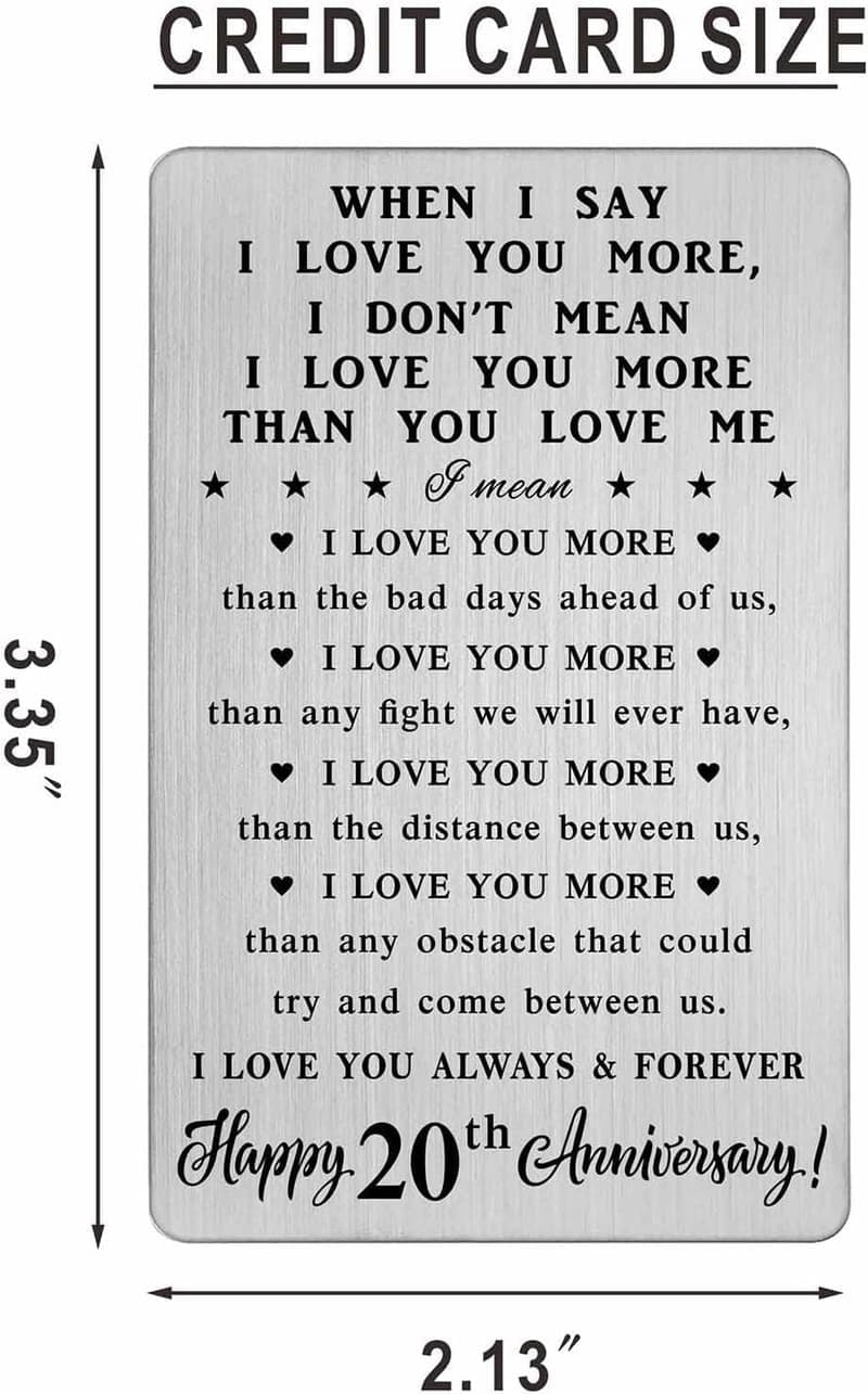 20th Anniversary Wallet Card for Him