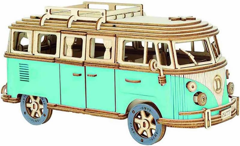 Children's 3D Wooden Puzzle Car Model (Blue)