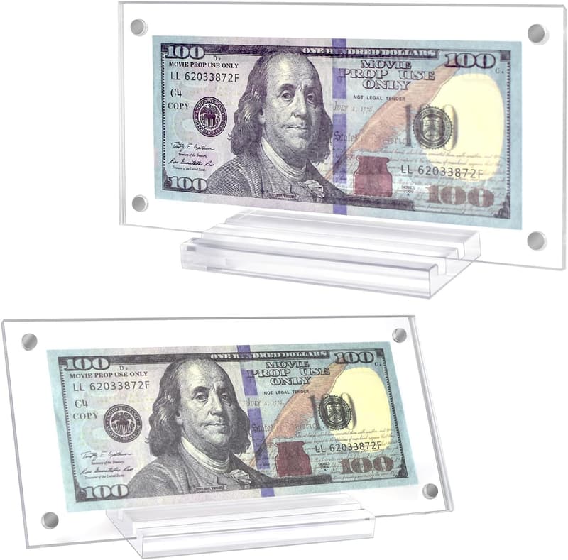 Acrylic Dollar Bill Display Holder for Collectors, 3.5x7.3 Inch