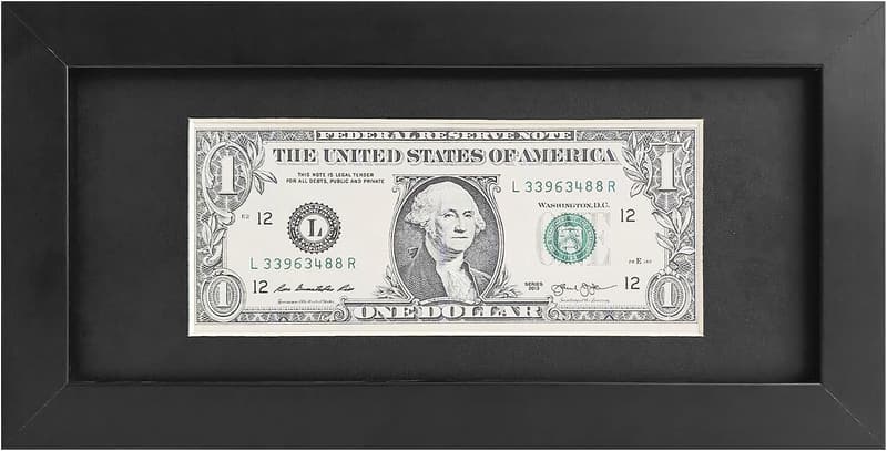 First Dollar Shadow Box Frame with Real Glass, Black