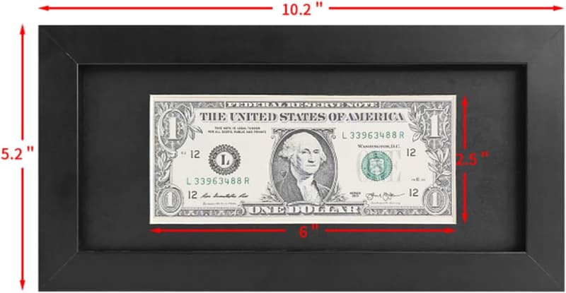 First Dollar Shadow Box Frame with Real Glass, Black