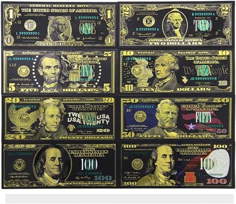 Gold Plated Dollar Banknote Art Set for Decor