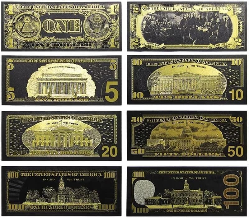 Gold Plated Dollar Banknote Art Set for Decor