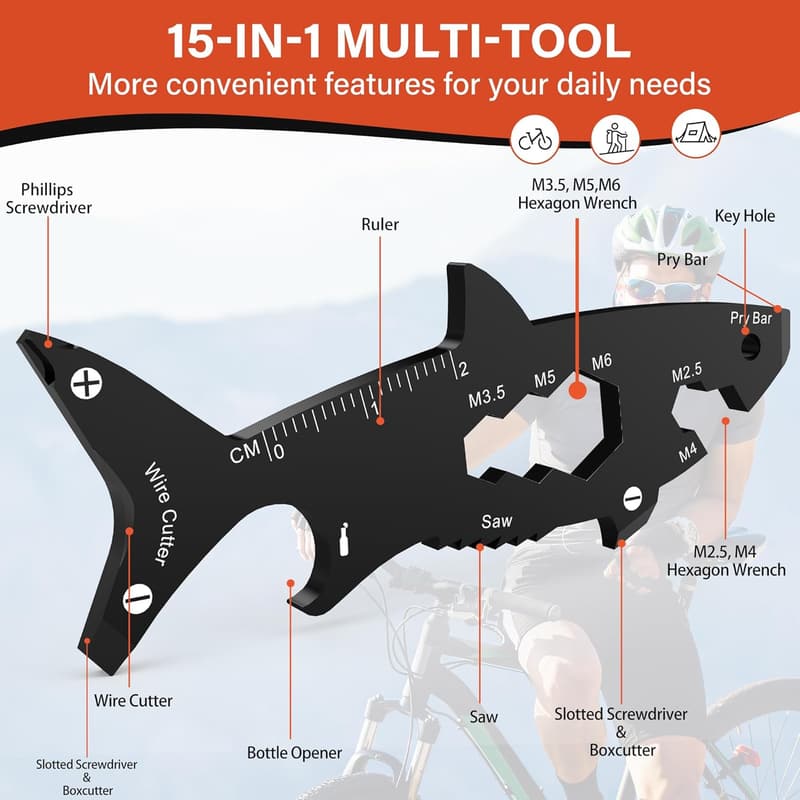 Father's Day Shark Multitool Keychain for Dad