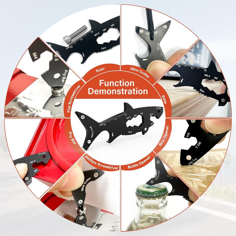 Father's Day Shark Multitool Keychain for Dad