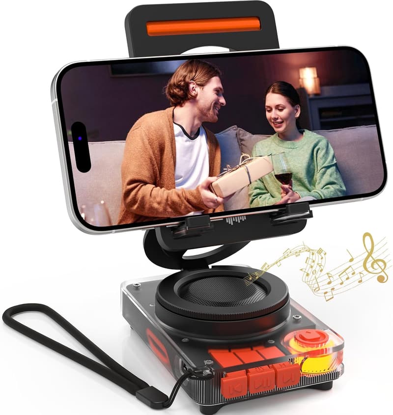 Phone Stand with Bluetooth Speaker for Teens & Adults (Black)