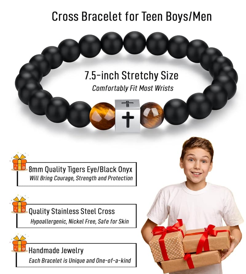 Confirmation Cross Bracelet for Teen Boys
