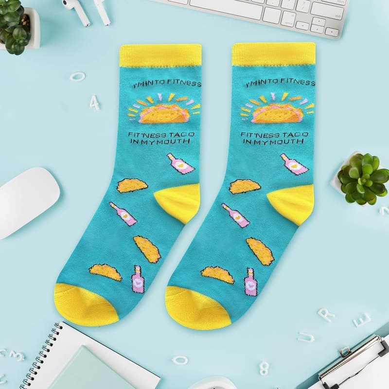 White Elephant Pickle Novelty Socks for Adults