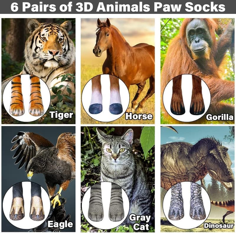 Christmas Animal Paws 3D Socks for Adults