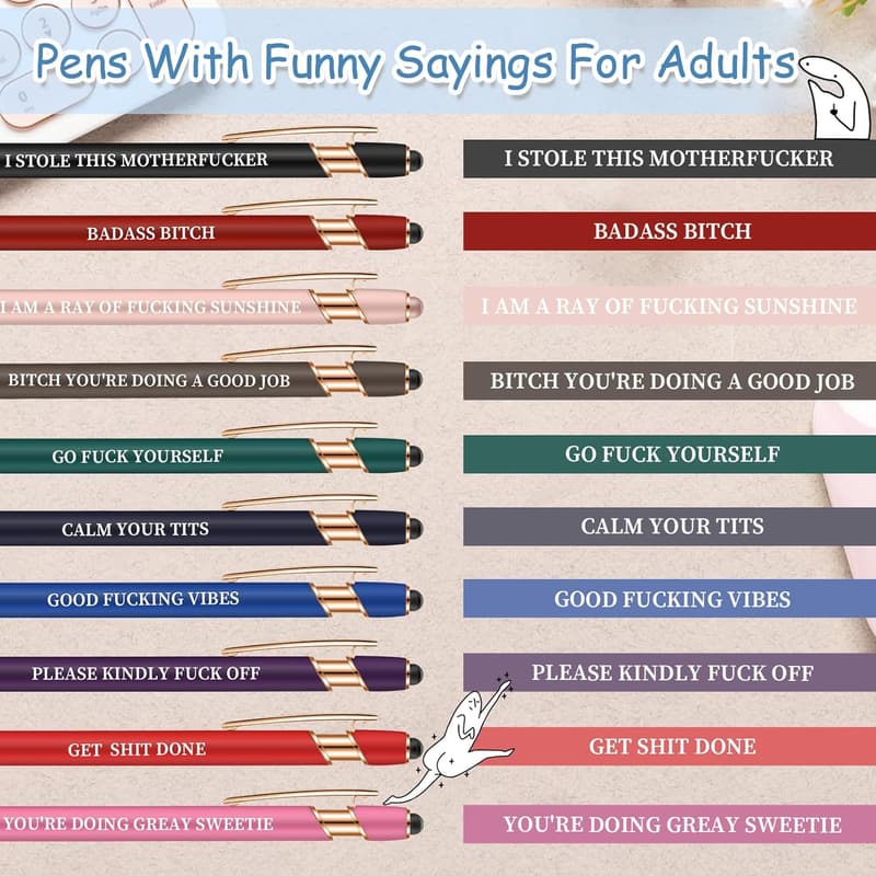 White Elephant Stylus Pens - 12 Pcs Black Ink