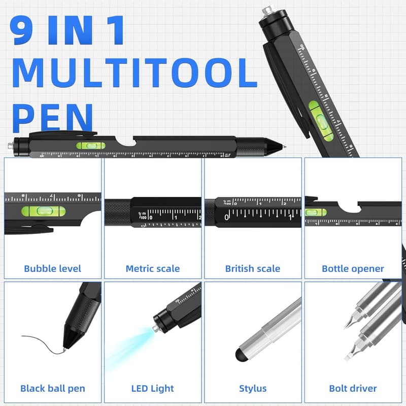 Multifunctional Pen Set - 9-in-1, Black