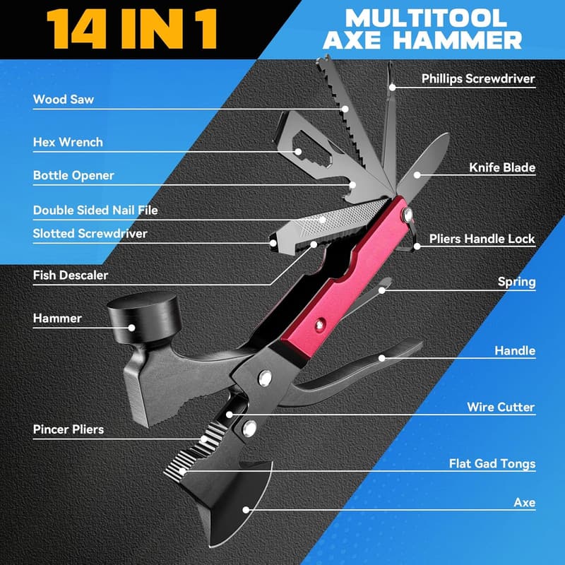 Father's Day Multitool Axe: 15-in-1 Camping Essential