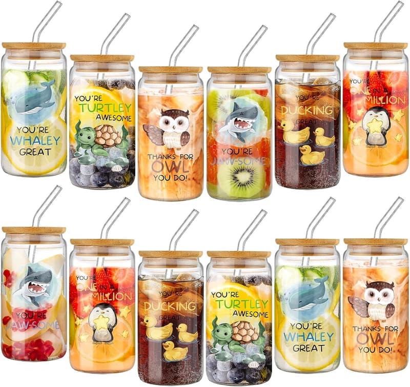 Employee Appreciation Animal Pun Glasses, 16 oz Set of 12