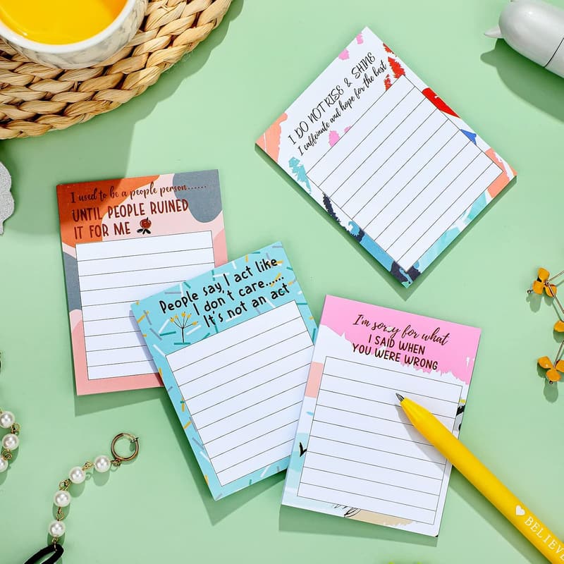 Sarcastic Office Notepads, 12 Funny Designs