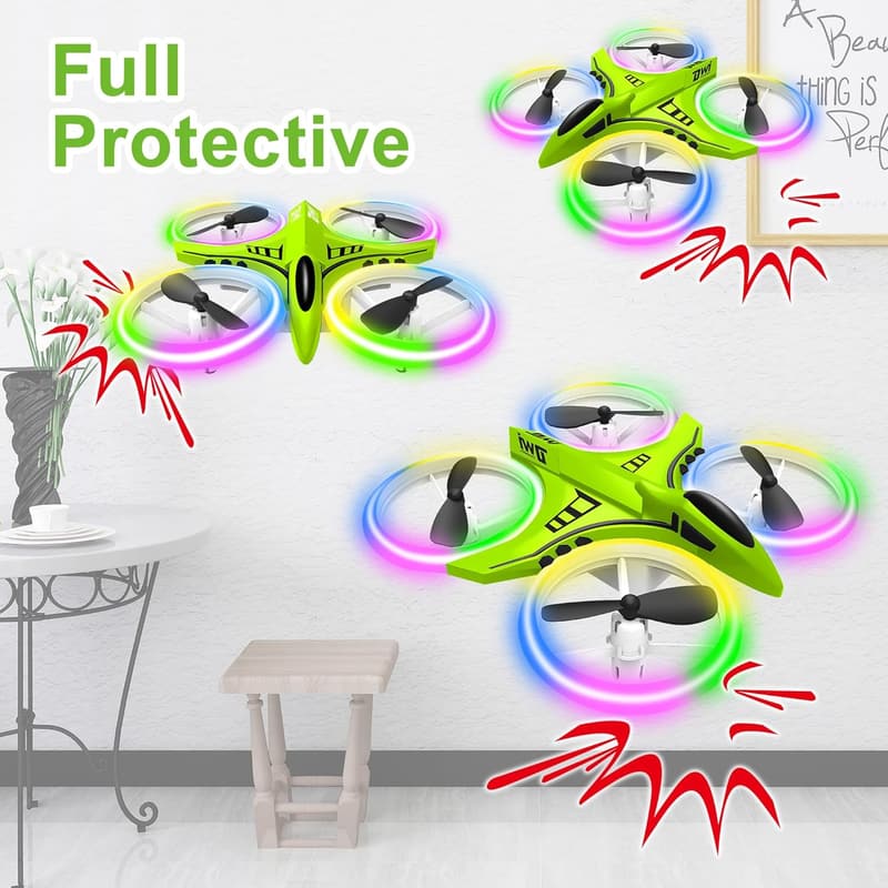 Mini Drone with LED Lights for Kids & Adults, Green