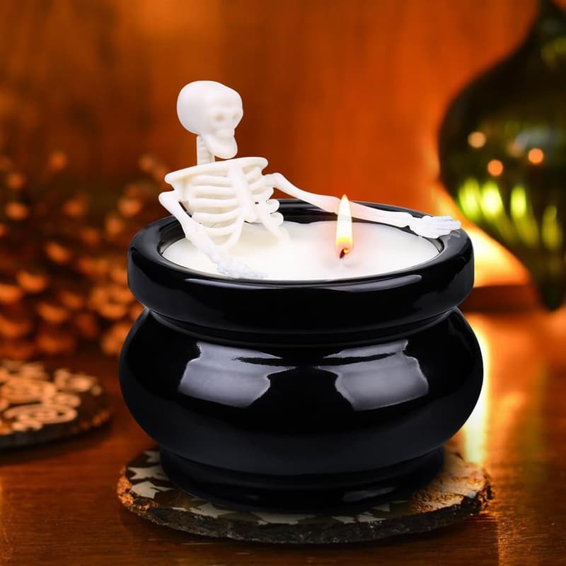 Halloween Skeleton Candle - Gothic Fall Decor
