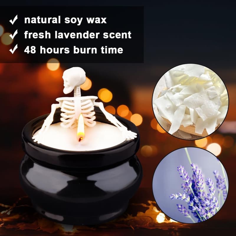 Halloween Skeleton Candle - Gothic Fall Decor