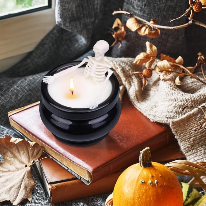Halloween Skeleton Candle - Gothic Fall Decor