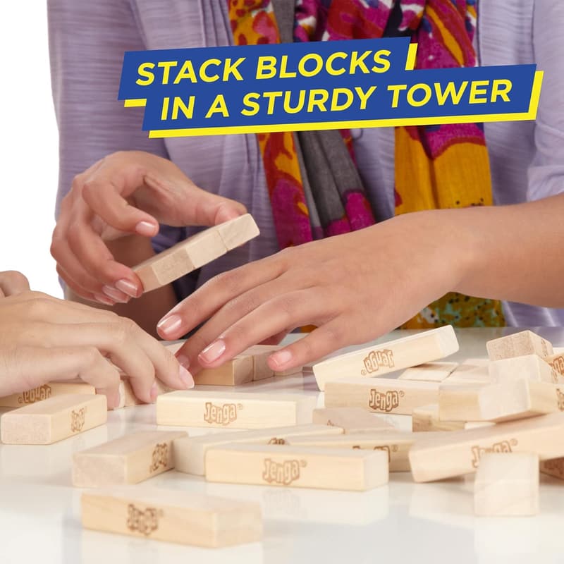 Jenga Game | Genuine Hardwood Blocks | Family Party Fun