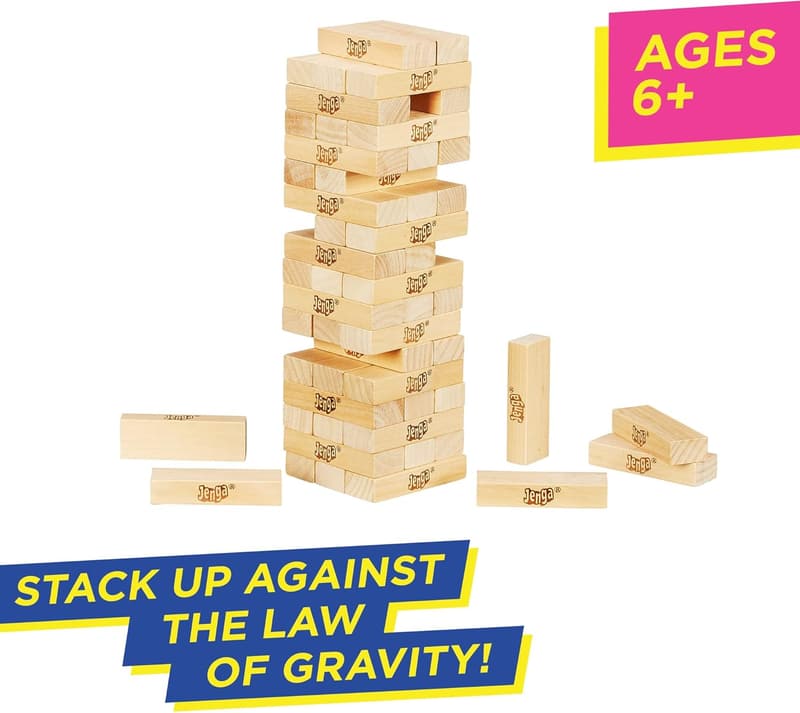 Jenga Game | Genuine Hardwood Blocks | Family Party Fun