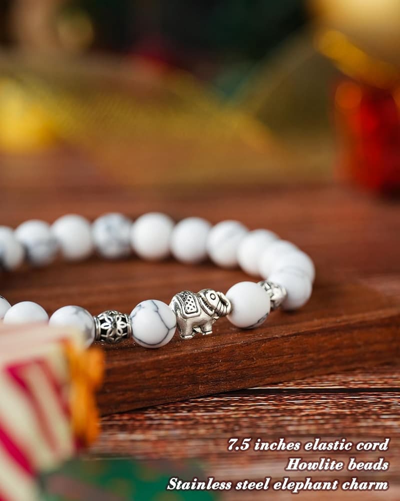 White Elephant Bracelet for Adults - Fun Gift Under $25