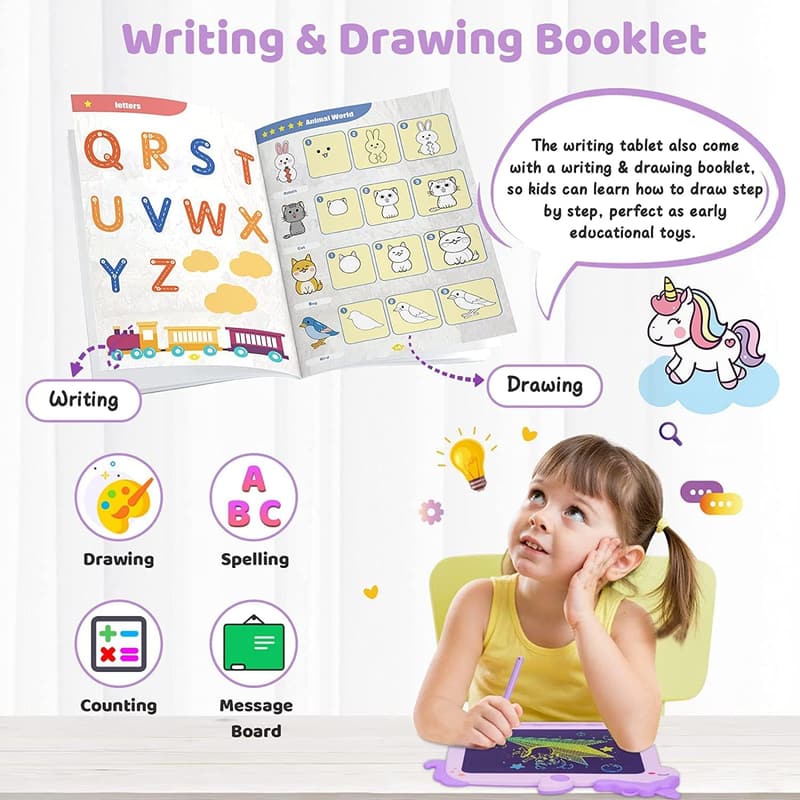Kids' Unicorn LCD Writing Tablet, Purple